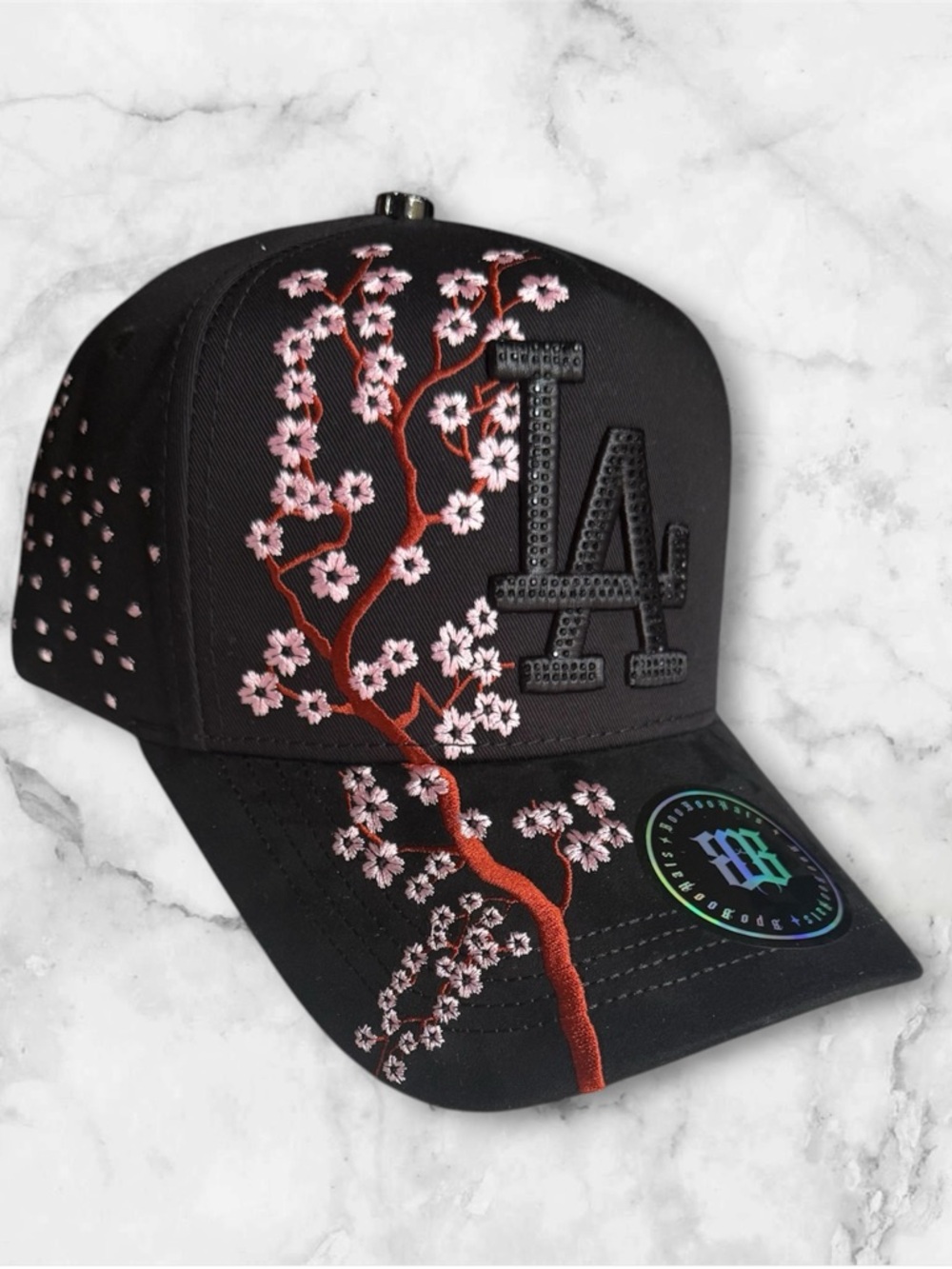 Black LA Dodger Cherry Blossom Snapback Cap
